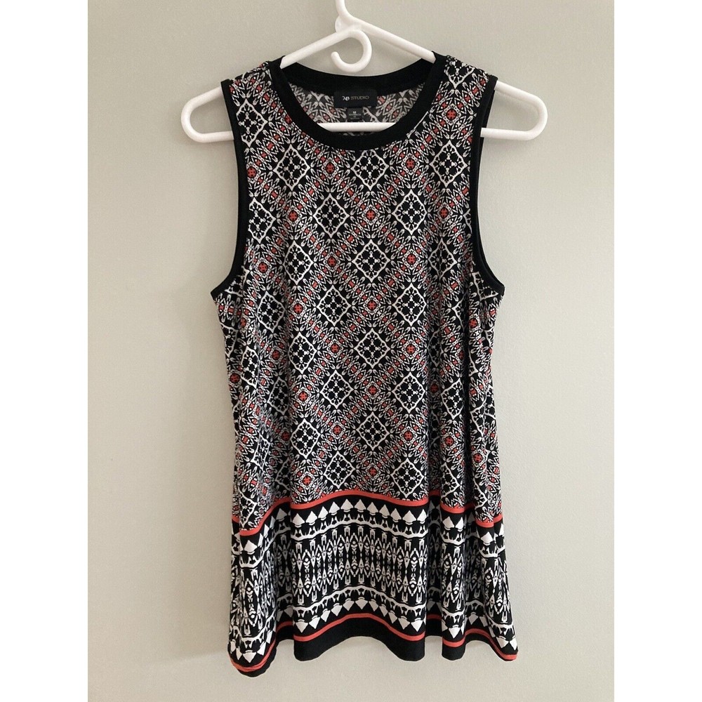 AB Studio Black and White Sleeveless Tank Top